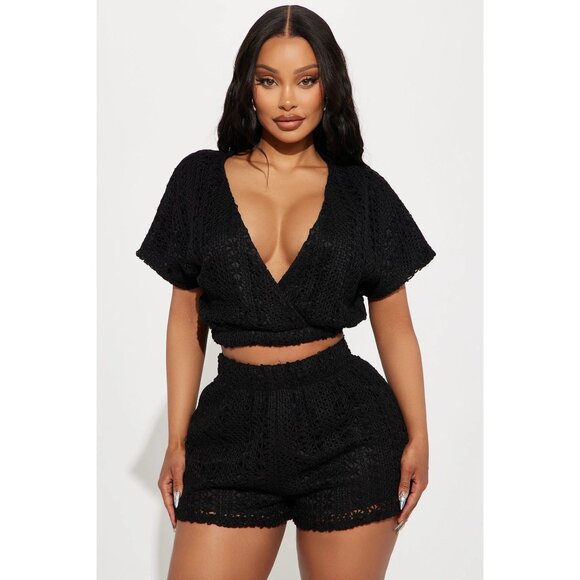 HYFVE Crochet Short Set In‎ Black Size Large - Picture 1 of 15